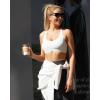 imageRUNNING GIRL Strappy Sports Bra for Women Sexy Crisscross Back Light Support Yoga Bra with Removable Cups2snow White