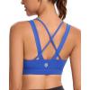 imageRUNNING GIRL Sports Bra for Women CrissCross Back Padded Strappy Sports Bras Medium Support Yoga Bra with Removable CupsDbrillant Blue