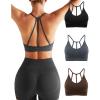 imageRUNNING GIRL Sports Bras for WomenSexy Crisscross Back Seamless Padded Sports Bra Medium Support with Removable Pads1blackgreybrown