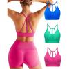 imageRUNNING GIRL Sports Bras for WomenSexy Crisscross Back Seamless Padded Sports Bra Medium Support with Removable Pads1bluepinkgreen