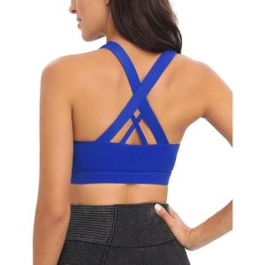 imageRUNNING GIRL Sports Bra for Women CrissCross Back Padded Strappy Sports Bras Medium Support Yoga Bra with Removable CupsAbright Blue