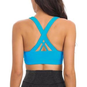 imageRUNNING GIRL Sports Bra for Women CrissCross Back Padded Strappy Sports Bras Medium Support Yoga Bra with Removable CupsAbrilliant Blue
