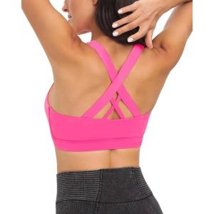 imageRUNNING GIRL Sports Bra for Women CrissCross Back Padded Strappy Sports Bras Medium Support Yoga Bra with Removable CupsAbrilliant Pink