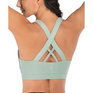 imageRUNNING GIRL Sports Bra for Women CrissCross Back Padded Strappy Sports Bras Medium Support Yoga Bra with Removable CupsAgreen