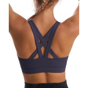 imageRUNNING GIRL Sports Bra for Women CrissCross Back Padded Strappy Sports Bras Medium Support Yoga Bra with Removable CupsBdusty Blue