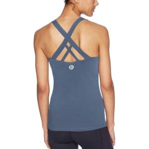 imageRUNNING GIRL Sports Bra for Women CrissCross Back Padded Strappy Sports Bras Medium Support Yoga Bra with Removable CupsEdusty Blue