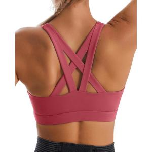 imageRUNNING GIRL Sports Bra for Women CrissCross Back Padded Strappy Sports Bras Medium Support Yoga Bra with Removable CupsRose Red