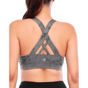 imageRUNNING GIRL Sports Bra for Women CrissCross Back Padded Strappy Sports Bras Medium Support Yoga Bra with Removable CupsSlate Grey
