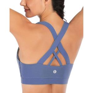 imageRUNNING GIRL Sports Bra for Women CrissCross Back Padded Strappy Sports Bras Medium Support Yoga Bra with Removable CupsViolet Storm