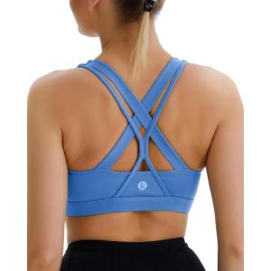 imageRUNNING GIRL Sports Bra for Women MediumHigh Support CrissCross Back Strappy Padded Sports Bras Supportive Workout Tops1blue