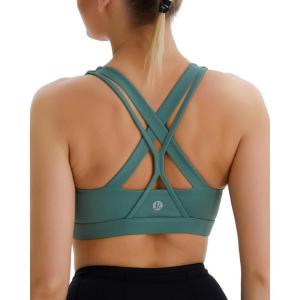 imageRUNNING GIRL Sports Bra for Women MediumHigh Support CrissCross Back Strappy Padded Sports Bras Supportive Workout Tops1green
