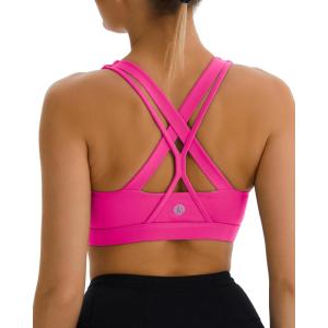 imageRUNNING GIRL Sports Bra for Women MediumHigh Support CrissCross Back Strappy Padded Sports Bras Supportive Workout Tops1hot Pink