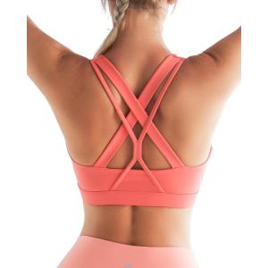 imageRUNNING GIRL Sports Bra for Women MediumHigh Support CrissCross Back Strappy Padded Sports Bras Supportive Workout Tops1watermelon Red