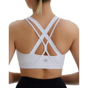imageRUNNING GIRL Sports Bra for Women MediumHigh Support CrissCross Back Strappy Padded Sports Bras Supportive Workout Tops1white