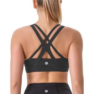 imageRUNNING GIRL Sports Bra for Women MediumHigh Support CrissCross Back Strappy Padded Sports Bras Supportive Workout TopsAblack