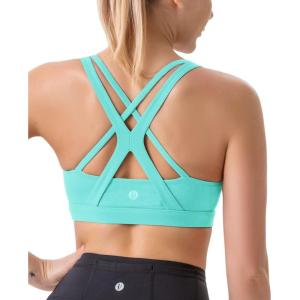 imageRUNNING GIRL Sports Bra for Women MediumHigh Support CrissCross Back Strappy Padded Sports Bras Supportive Workout TopsAelectric Green