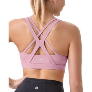 imageRUNNING GIRL Sports Bra for Women MediumHigh Support CrissCross Back Strappy Padded Sports Bras Supportive Workout TopsApurple