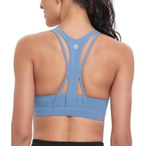 imageRUNNING GIRL Sports Bra for Women MediumHigh Support CrissCross Back Strappy Padded Sports Bras Supportive Workout TopsBbonnie Blue