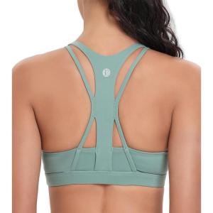 imageRUNNING GIRL Sports Bra for Women MediumHigh Support CrissCross Back Strappy Padded Sports Bras Supportive Workout TopsBdark Green