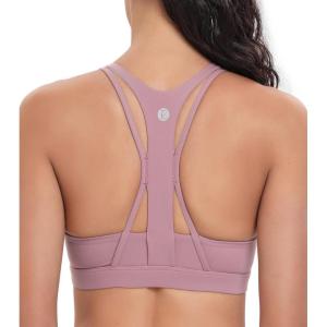 imageRUNNING GIRL Sports Bra for Women MediumHigh Support CrissCross Back Strappy Padded Sports Bras Supportive Workout TopsBrose Red