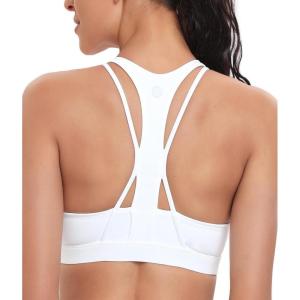 imageRUNNING GIRL Sports Bra for Women MediumHigh Support CrissCross Back Strappy Padded Sports Bras Supportive Workout TopsBsnow White