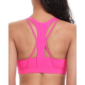 imageRUNNING GIRL Sports Bra for Women MediumHigh Support CrissCross Back Strappy Padded Sports Bras Supportive Workout TopsBsonic Pink