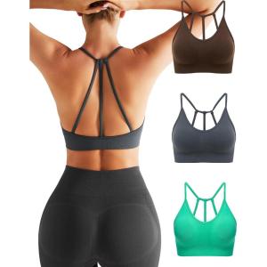 imageRUNNING GIRL Sports Bras for WomenSexy Crisscross Back Seamless Padded Sports Bra Medium Support with Removable Pads1greybrowngreen