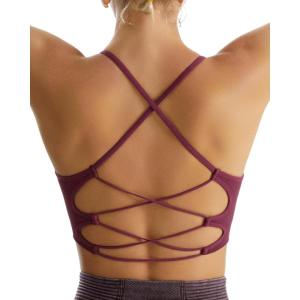 imageRUNNING GIRL Sports Bras for WomenSexy Crisscross Back Seamless Padded Sports Bra Medium Support with Removable PadsWine Red