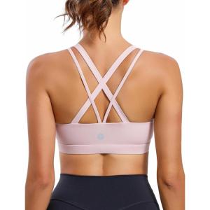 imageRUNNING GIRL Strappy Sports Bra for Women Sexy Crisscross Back Light Support Yoga Bra with Removable Cups1pink