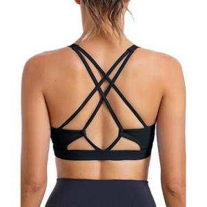 imageRUNNING GIRL Strappy Sports Bra for Women Sexy Crisscross Back Light Support Yoga Bra with Removable Cups2jet Black