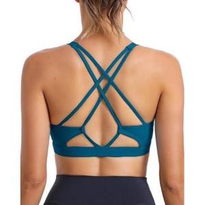 imageRUNNING GIRL Strappy Sports Bra for Women Sexy Crisscross Back Light Support Yoga Bra with Removable Cups2nave Blue