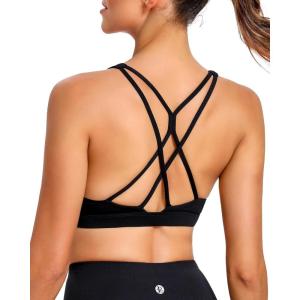 imageRUNNING GIRL Strappy Sports Bra for Women Sexy Crisscross Back Light Support Yoga Bra with Removable Cups3black