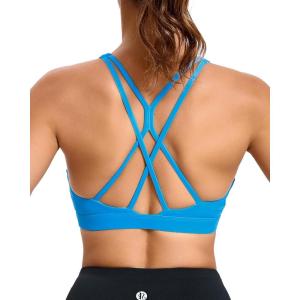 imageRUNNING GIRL Strappy Sports Bra for Women Sexy Crisscross Back Light Support Yoga Bra with Removable Cups3blue