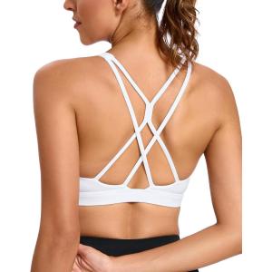 imageRUNNING GIRL Strappy Sports Bra for Women Sexy Crisscross Back Light Support Yoga Bra with Removable Cups3white