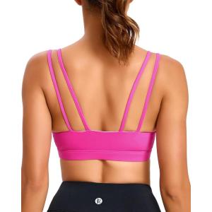 imageRUNNING GIRL Strappy Sports Bra for Women Sexy Crisscross Back Light Support Yoga Bra with Removable Cups4hot Pink