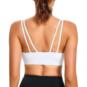 imageRUNNING GIRL Strappy Sports Bra for Women Sexy Crisscross Back Light Support Yoga Bra with Removable Cups4snow White