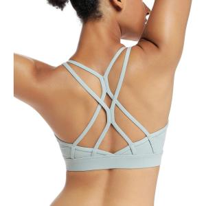 imageRUNNING GIRL Strappy Sports Bra for Women Sexy Crisscross Back Light Support Yoga Bra with Removable CupsGreen