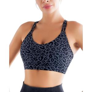 imageRUNNING GIRL Strappy Sports Bra for Women Sexy Crisscross Back Light Support Yoga Bra with Removable CupsLeopard Print