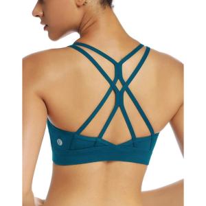 imageRUNNING GIRL Strappy Sports Bra for Women Sexy Crisscross Back Light Support Yoga Bra with Removable CupsTeal