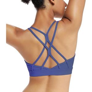 imageRUNNING GIRL Strappy Sports Bra for Women Sexy Crisscross Back Light Support Yoga Bra with Removable CupsViolet
