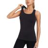imageRUNNING GIRL Workout Tank Tops with Built in Bras for WomenCompression Shirt Strappy Back Athletic Yoga TopsAblack