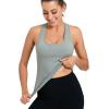 imageRUNNING GIRL Workout Tank Tops with Built in Bras for WomenCompression Shirt Strappy Back Athletic Yoga TopsAice Grey