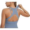 imageRUNNING GIRL Workout Tank Tops with Built in Bras for WomenCompression Shirt Strappy Back Athletic Yoga TopsAlight Blue