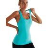 imageRUNNING GIRL Workout Tank Tops with Built in Bras for WomenCompression Shirt Strappy Back Athletic Yoga TopsDelectric Green