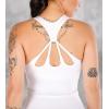 imageRUNNING GIRL Workout Tank Tops with Built in Bras for WomenCompression Shirt Strappy Back Athletic Yoga TopsDwhite