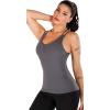 imageRUNNING GIRL Yoga Tank Tops for Women Built in Shelf Bra BC Cups Strappy Back Activewear Workout Compression TopsDgrey
