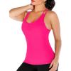 imageRUNNING GIRL Yoga Tank Tops for Women Built in Shelf Bra BC Cups Strappy Back Activewear Workout Compression TopsDhot Pink