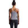 imageRUNNING GIRL Yoga Tank Tops for Women Built in Shelf Bra BC Cups Strappy Back Activewear Workout Compression TopsWgrey
