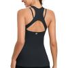imageRUNNING GIRL Workout Tank Tops with Built in Bras for WomenCompression Shirt Strappy Back Athletic Yoga TopsAblack