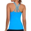 imageRUNNING GIRL Yoga Tank Tops for Women Built in Shelf Bra BC Cups Strappy Back Activewear Workout Compression TopsCbright Blue